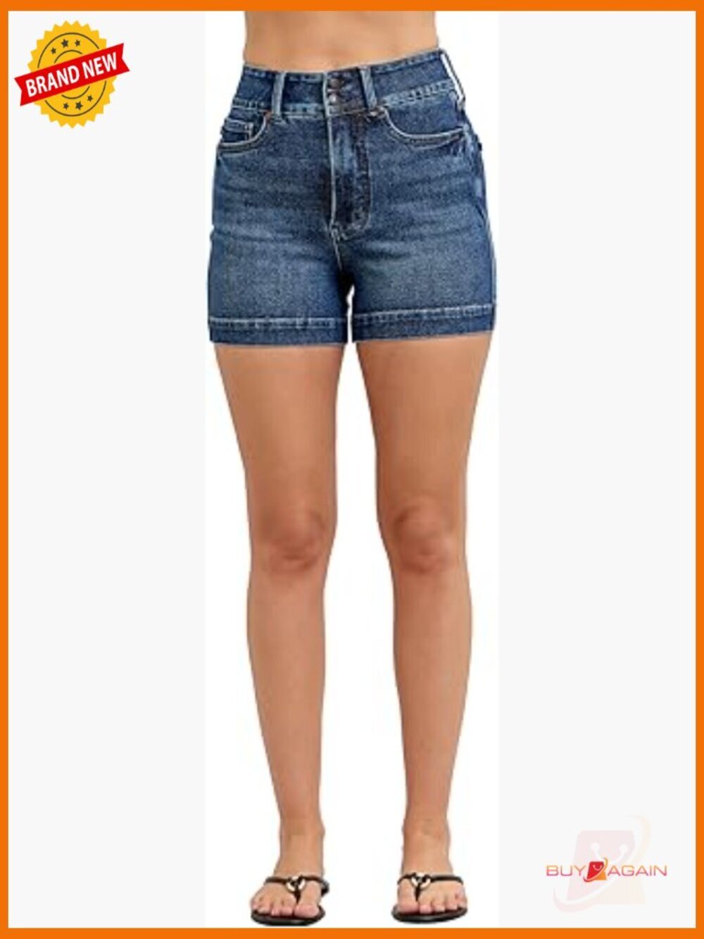 High Waisted Slim Short with Tummy Control Cotton Blend